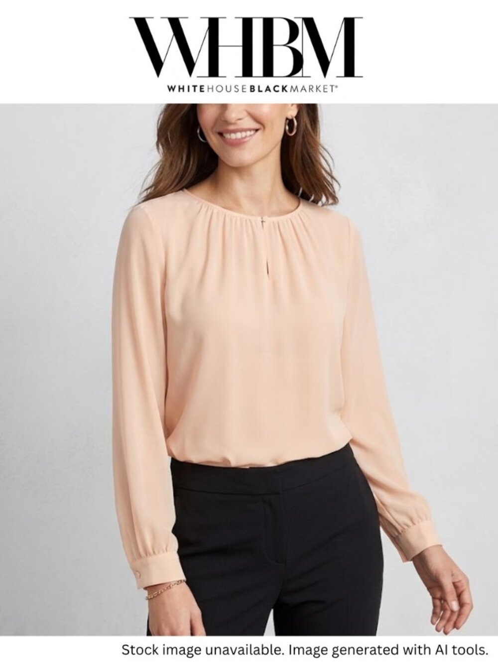 NWT White House Black Market Sheer Tie Back Blouse Blush Pink Cami Size 14